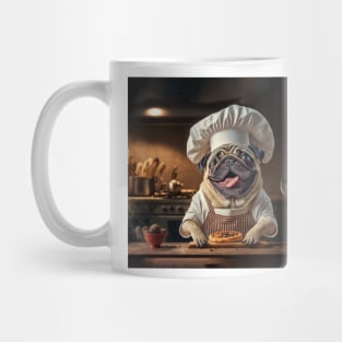 Pug Dog Pizza Chef in the Kitchen Mug